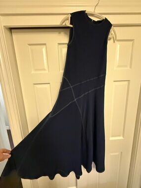 Ralph Lauren Navy Sleeveless Maxi Dress with Contrast Stitching